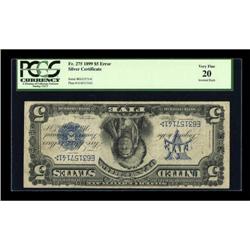 Fr. 275 $5 1899 Silver Certificate PCGS Very