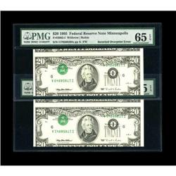 Fr. 2082-I $20 1995 Federal Reserve Notes. Two