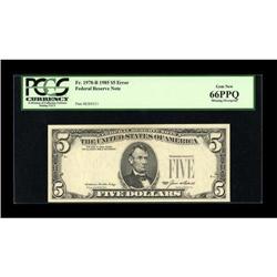 Fr. 1978-B $5 1985 Federal Reserve Note. PCGS
