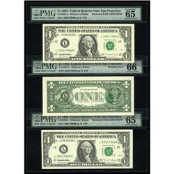 Fr. 1922-L $1 1995 Federal Reserve Notes. PMG