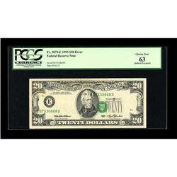 Fr. 2079-E $20 1993 Federal Reserve Note. PCGS