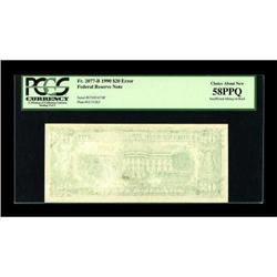 Fr. 2077-B $20 1990 Federal Reserve Note. PCGS