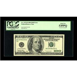 Fr. 2175-B $100 1996 Federal Reserve Note. PCGS