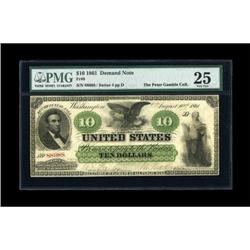 Fr. 8 $10 1861 Demand Note PMG Very Fine 25.
