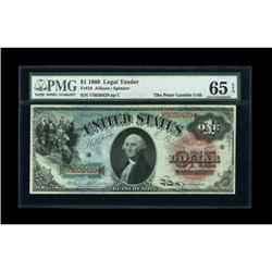 Fr. 18 $1 1869 Legal Tender PMG Gem Uncirculated