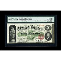 Fr. 63a $5 1863 Legal Tender PMG Gem