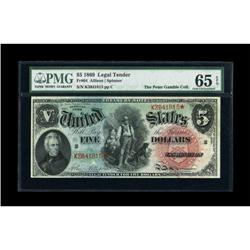 Fr. 64 $5 1869 Legal Tender PMG Gem Uncirculated