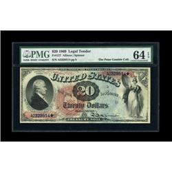 Fr. 127 $20 1869 Legal Tender PMG Choice