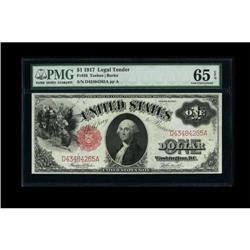 Fr. 36 $1 1917 Legal Tender PMG Gem Uncirculated
