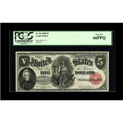 Fr. 81 $5 1880 Legal Tender PCGS Gem New 66PPQ.