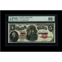 Fr. 90 $5 1907 Legal Tender PMG Gem Uncirculated