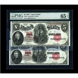 Fr. 91 $5 1907 Legal Tenders Two Consecutive