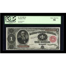 Fr. 352 $1 1891 Treasury Note PCGS Choice About