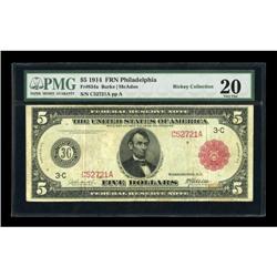 Fr. 834a $5 1914 Red Seal Federal Reserve Note