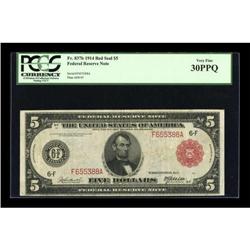 Fr. 837b $5 1914 Red Seal Federal Reserve Note