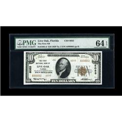 Live Oak, FL - $10 1929 Ty. 2 The First NB Ch. #