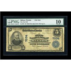 Milton, FL - $5 1902 Plain Back Fr. 598 The