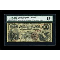 Pensacola, FL - $10 1882 Brown Back Fr. 490 The