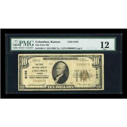 Columbus, KS - $10 1929 Ty. 1 The First NB Ch. #