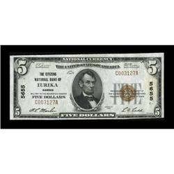 Eureka, KS - $5 1929 Ty. 1 The Citizens NB Ch. #