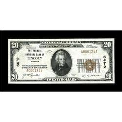 Lincoln, KS - $20 1929 Ty. 1 The Farmers NB Ch.