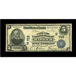 Harwich, MA - $5 1902 Plain Back Fr. 598 The