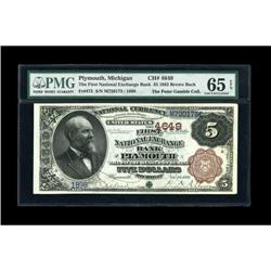 Plymouth, MI - $5 1882 Brown Back Fr. 472 The