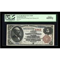 Plymouth, MI - $5 1882 Brown Back Fr. 472 The