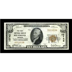Richmond, MI - $10 1929 Ty. 1 The First NB Ch. #