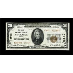 La Grande, OR - $20 1929 Ty. 2 The First NB Ch.