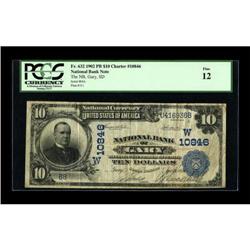 Gary, SD - $10 1902 Plain Back Fr. 632 NB of