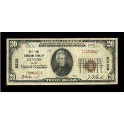 Canyon, TX - $20 1929 Ty. 1 The First NB Ch. #