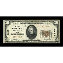 Wortham, TX - $20 1929 Ty. 1 The First NB Ch. #
