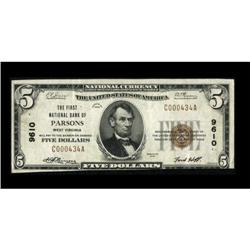 Parsons, WV - $5 1929 Ty. 1 The First NB Ch. #