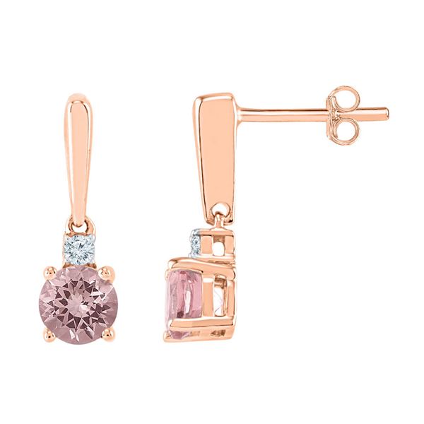 Round Lab-Created Morganite Dangle Earrings 3/8 Cttw 10KT Rose Gold