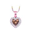 Image 1 : Round Brown Diamond Frame Heart Cluster Pendant 1/3 Cttw 14KT Rose Gold