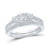 Diamond Bridal Wedding Ring Band Set 1 Cttw 14KT White Gold