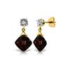 Genuine 17.56 ctw Garnet & Diamond Earrings 14KT Yellow Gold - REF-59R2P