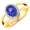 Natural 1.82 CTW Tanzanite & Diamond Ring 14K Yellow Gold - REF-71N9R