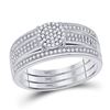 Cluster Bridal Wedding Ring Band Set 1/4 Cttw 10KT White Gold
