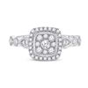 Image 2 : Round Diamond Square Cluster Ring 1/2 Cttw 14KT White Gold