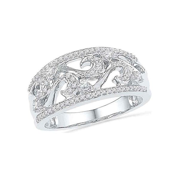 Round Diamond Filigree Band Ring 1/3 Cttw 10KT White Gold
