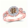 Image 1 : Round Brown Diamond Fashion Cluster Ring 1/4 Cttw 10KT Rose Gold
