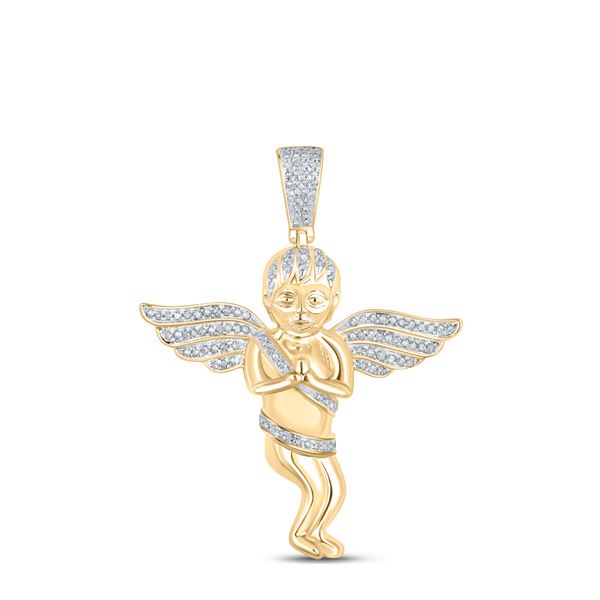 Round Diamond Angel Cherub Charm Pendant 1/2 Cttw 10KT Yellow Gold
