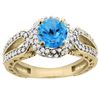 1.50 CTW Swiss Blue Topaz & Diamond Ring 14K Yellow Gold - REF-86A9X