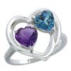 2.61 CTW Diamond, Amethyst & London Blue Topaz Ring 10K White Gold - REF-24Y3V