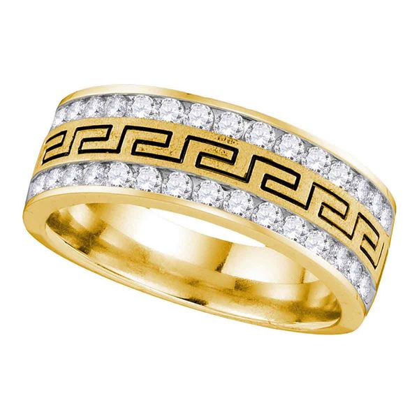 Round Diamond Grecco Double Row Wedding Band Ring 3/4 Cttw 14KT Yellow Gold