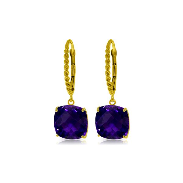 Genuine 7.2 ctw Amethyst Earrings 14KT Yellow Gold - REF-48Z3N