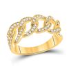 Image 1 : Round Diamond Curb Cuban Link Band Ring 1/3 Cttw 14KT Yellow Gold