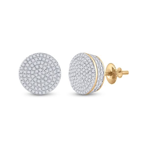 Round Diamond Circle Cluster Earrings 1/3 Cttw 10KT Yellow Gold